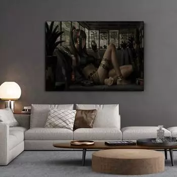 Рамка из цельного дерева HD Сексуальная девушка Аниме Игра Красота HD Печать на холсте Настенная живопись Модульные картины Украшение дома Плакат Рамка для гостиной 15*20cm(with frame)