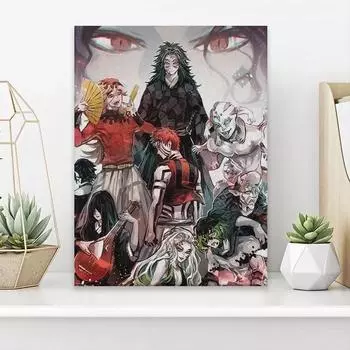 Рамка из цельного дерева Kimetsu No Yaiba, аниме, холст, постер, модульная современная живопись, настенные художественные принты, украшение для гостиной, произведения искусства 15*20cm(with frame)