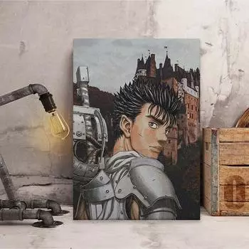 Рамка из цельного дерева, кишки Берсерк, аниме, украшения, принты, домашний декор, манга, холст, общежитие, гостиная, спальня, картина, настенный художественный постер 15*20cm(with frame)