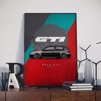 Рамка из цельного дерева Классический всемирно известный автомобиль Гоночный спортивный автомобиль Современный дизайн Картина Качество Холст Плакаты Комната Гостиная Настенное искусство Домашний декор Картина 15*20cm(with frame)