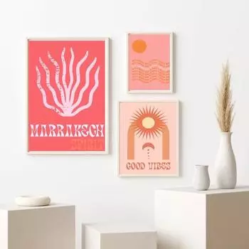 Рамка из цельного дерева, красочные листья, солнце, луна, бохо, ретро, скандинавские постеры и принты, настенная живопись на холсте, хипстерские изображения, фотографии для спальни, домашний декор 15*20cm(with frame)