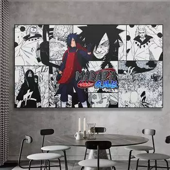 Рамка из цельного дерева Наруто Итачи Учиха Мадара персонаж аниме постер HD картина холст живопись печать настенная роспись детская комната домашний декор 15*20cm(with frame)