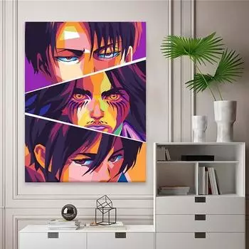 Рамка из цельного дерева, настенная живопись «Атака на Титанов», холст, картина, HD печатная картина японского аниме, украшение для дома, постер для гостиной, в модульной рамке 15*20cm(with frame)