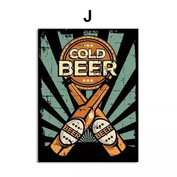 Рамка из цельного дерева, постер с холодным пивом, винтажная настенная живопись на холсте, плакаты на скандинавскую тему и принты, настенные панно для гостиной, бара, ресторана, декора 15*20cm(with frame)