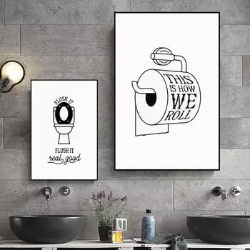 Рамка из цельного дерева, простая креативная декоративная фреска в скандинавском стиле, постер с изображением, холст, живопись и настенные художественные принты для ванной комнаты для современного домашнего декора 15*20cm(with frame)