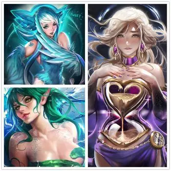 Рамка из цельного дерева, японская анимация, сексуальная девушка, принты плакатов, настенные 1 шт., красота, игра, мультфильм, фильм, холст, картина, модульный декор, изображение для комнаты 15*20cm(with frame)