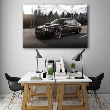 Рамка из цельного дерева Subaru Impreza WRX STI Плакаты с гоночными автомобилями, холст с принтом, домашний декор, настенное искусство, украшения для гостиной, художественные работы, картины 15*20cm(with frame)