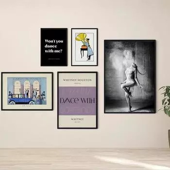 Рамка из цельного дерева «Танец со мной», постеры, печать на холсте, винтажная музыкальная живопись, обнаженная женщина, танцующие картины для гостиной, спальни, украшение дома 15*20cm(with frame)