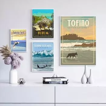 Рамка из цельного дерева, винтажные художественные принты, живопись, ретро плакаты с национальным парком Порленд, путешествия, города, пейзажные плакаты, настенная художественная картина для домашнего декора 15*20cm(with frame)