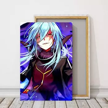 Рамка из цельного дерева Япония Аниме Rimuru Tempest Slime Wall Art Холст Картина Печать Плакаты Современные фотографии Кофейня Бар Гостиная Домашний декор 15*20cm(with frame)