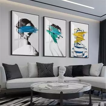 Рамка из массива дерева, абстрактная скандинавская сексуальная женская крышка, холст для лица, постеры и принты, настенная художественная картина для гостиной, домашний декор 15*20cm(with frame)