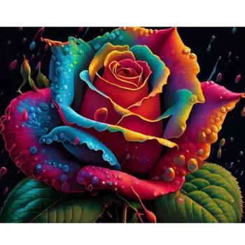 Рамка Красочная Роза Diy Наборы для рисования по номерам Цветы Картина Акриловая краска по номерам Стартовый набор для домашнего декора Искусство 40x50 см 40x50cm NO Frame