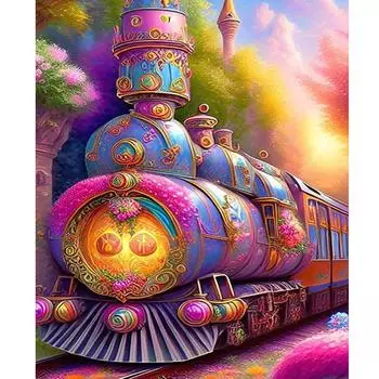 Рамка красочный поезд картина по номерам для взрослых наборы картина холст по номерам для домашнего декора 40x50 см 40x50cm NO Frame