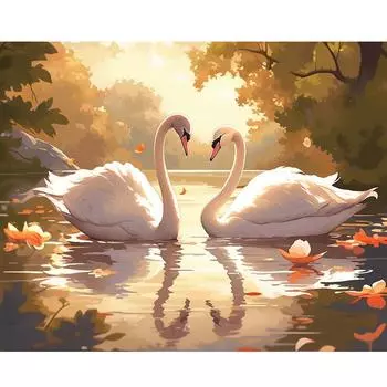 Рамка Лебедь Diy Картина по номерам для взрослых Наборы животных Картина Искусство Diy Подарок Акриловая краска с номером для украшения дома 40x50 см 40x50cm NO Frame