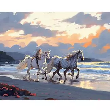 Рамка Лошадь Diy Раскраска по номерам Наборы для взрослых Изображение животного по номерам Акриловая картина на холсте для подарка своими руками Домашний декор 40x50 см 40x50cm NO Frame