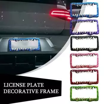 Рамка номерного знака автомобиля Зубы монстра , универсальный аксессуар для внешнего украшения, защитный чехол для номерного знака в стиле готики на Хэллоуин зелёный