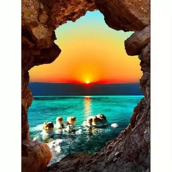 Рамка полная алмазная живопись Пейзаж Мозаика Закат Вышивка Морской Картина Стразами Настенный Декор 30x40 см 30x40cm NO Frame