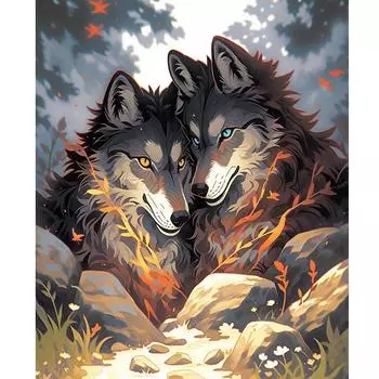 Рамка-раскраска по номерам, животное, волк, картина, акриловые краски, картина на холсте, поделки ручной работы для взрослых, рисунок, домашний декор 40x50 см 40x50cm NO Frame