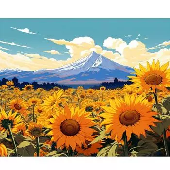 Рамка RUOPOTY, картина по номерам для взрослых, картина маслом с солнечными цветами, ручная роспись, сделай сам, холст, домашнее настенное искусство 40x50 см 40x50cm NO Frame