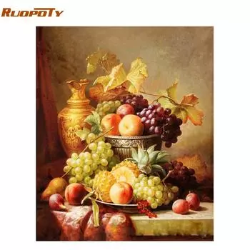 Рамка RUOPOTY, картина «сделай сам», картина по номерам, фрукты, настенная художественная живопись, ручная роспись, акриловая краска по номерам для домашнего декора, искусство 40x50CM NO Frame