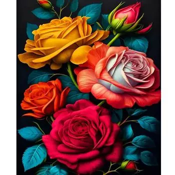 Рамка RUOPOTY, краска по номерам, цветочные стартовые наборы, картина «сделай сам», картина по номерам на холсте, акриловые краски для домашнего декора стен 40x50cm NO Frame