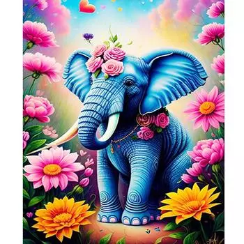 Рамка RUOPOTY, краска по номерам для взрослых, картина с цветами и слонами по номерам, наборы на холсте, акриловые краски, домашний декор 40x50cm NO Frame
