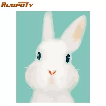 Рамка RUOPOTY, милый кролик, сделай сам, картина по номерам, акриловая краска на холсте, картина с животными, раскраска по номерам для домашнего декора