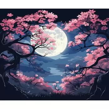 Рамка RUOPOTY под луной, пейзаж, сделай сам, наборы для рисования по номерам, акриловая картина, домашний настенный художественный декор для уникального подарка, работа 40x50cm NO Frame