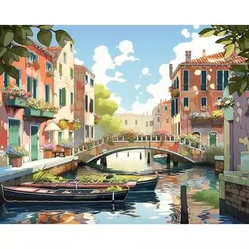 Рамка Ruopoty, сделай сам, картина по номерам, Венецианский пейзаж, холст по номерам, подарок «сделай сам», акриловая ручная роспись, масляная краска для домашнего декора 40x50cm NO Frame