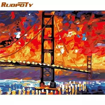 Рамка RUOPOTY, сделай сам, картина по номерам, светящиеся деревья, картина по номерам, акриловая краска на холсте, ручная роспись, домашний настенный декор, подарок 40x50CM NO Frame