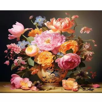 Рамка RUOPOTY, современная картина по номерам, акриловые краски, рисунок по номерам, красочные цветы, картина, рисунок, живопись, домашний декор 40x50cm NO Frame