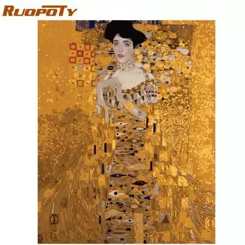 Рамка RUOPOTY, знаменитая картина, сделай сам, картина по номерам для взрослых, наборы, раскраска по номерам, настенное искусство, холст, акриловая краска по номерам 40x50CM NO Frame