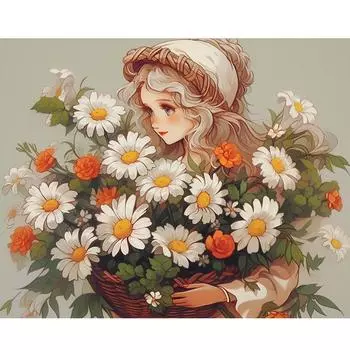 Рамка с цветами, картина по номерам для стартового набора, мультяшная картина по номерам, подарок своими руками, настенная живопись, ручная роспись на холсте для домашнего декора, 40x50 см 40x50cm NO Frame