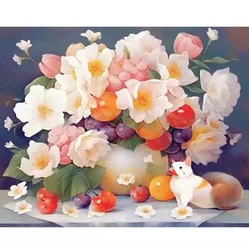 Рамка с цветами, краска по номерам для взрослых, ручная роспись, цифры, картина на холсте, подарок, домашнее искусство 40x50 см 40x50cm NO Frame