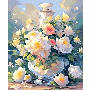 Рамка с цветами, современная картина по номерам, наборы для взрослых, ваза, подарок, домашняя настенная художественная картина, акриловая краска по номерам для поделок своими руками, 40x50 см 40x50cm NO Frame