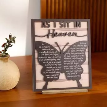 Рамка с деревянным украшением в виде бабочки, памятный подарок на траур, центральный элемент стола, как я сижу