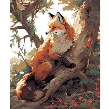 Рамка с изображением лисы, наборы для рисования по номерам для взрослых, картина с изображением животных для начинающих, акриловая картина на холсте с цифрами для подарка своими руками, домашний декор 40x50 см 40x50cm NO Frame