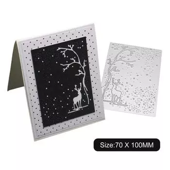 Рамка с изображением оленя под звездным небом, металлический серебристый трафарет, тиснение, вырубные штампы для самостоятельного изготовления скрапбукинга, бумажных альбомов, открыток серебряный