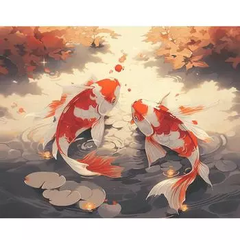 Рамка с изображением рыбы по номерам для стартового набора, картина с животными, подарок «сделай сам», настенная живопись, акриловая краска на холсте, для домашнего декора, 40x50 см 40x50cm NO Frame