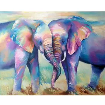Рамка с изображением слона по номерам для стартового набора, поделки своими руками, акриловая краска на холсте для домашнего настенного искусства 40x50 40x50cm NO Frame