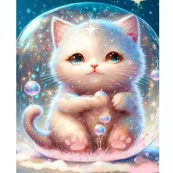 Рамка с милым котом для рисования по номерам для взрослых, наборы для рисования животных по номерам, стартовый набор для поделок, настенная картина 40x50 см 40x50cm NO Frame