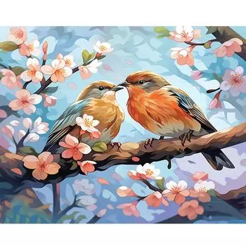 Рамка с птицей, раскраска по номерам, цветок, дерево, картина по номерам для взрослых, поделки своими руками, ручная работа, домашний декор, 40x50 см 40x50cm NO Frame