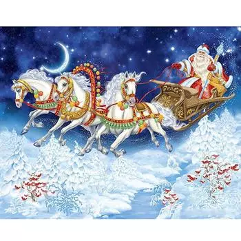 Рамка Санта-Клаус картина по номерам для взрослых наборы лошади животные акриловая краска по номерам для украшения дома Рождественский подарок 40x50 см 40x50cm NO Frame
