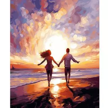 Рамка «сделай сам», картина по номерам для взрослых, наборы на холсте, пляж, любовник заката, настенная художественная картина, картина по номерам, украшение дома 40x50 см 40x50cm NO Frame