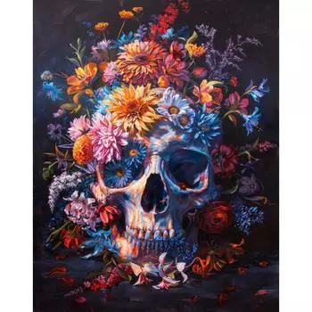 Рамка «сделай сам», картина по номерам для взрослых, цветы, череп, рисунок, украшение для дома, набор красок 40x50 см 40x50cm NO Frame