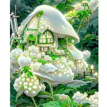 Рамка «сделай сам», картина по номерам для взрослых, стартовые наборы, зеленый грибной пейзаж, ручная роспись, картина с номерами для украшения дома 40x50 40x50cm NO Frame