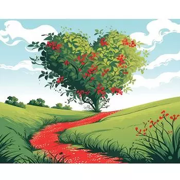 Рамка «сделай сам», картина по номерам для стартового набора, пейзаж с деревом, подарок «сделай сам», акриловая краска на холсте, картина для домашнего декора стен 40x50 см 40x50cm NO Frame