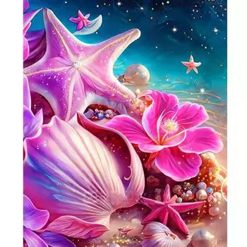 Рамка «сделай сам», картина по номерам для взрослых, наборы, пляжная ракушка и цветы, современная картина, акриловая краска по номерам для домашнего декора 40x50 40x50cm NO Frame