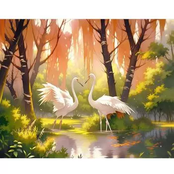 Рамка «сделай сам», картина по номерам для стартового набора, картина с изображением животных, лесная картина с цифрами, подарок «сделай сам», для домашнего декора, 40x50 см 40x50cm NO Frame