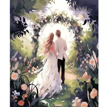 Рамка «сделай сам», картина по номерам для свадебного любовника, мультяшная картина, акриловая краска по номерам для домашнего декора стен 40x50 см 40x50cm NO Frame